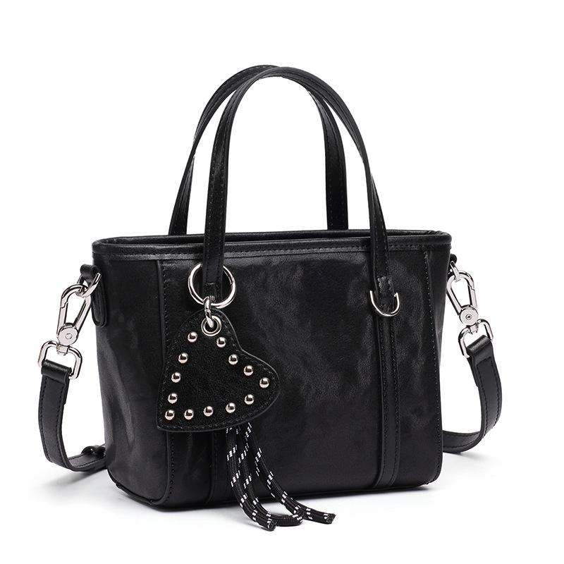 Real Crystal Vegetable Tanned Leather Handbag Female Design Sense High Sense Shoulder Messenger Bag Versatile Commuter Tote Bag