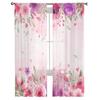 Walentynki akwarela kwiaty miłość zielone liście przezroczysta zasłona okienna tiulowe zasłony do salonu Home Decor woalowe zasłony