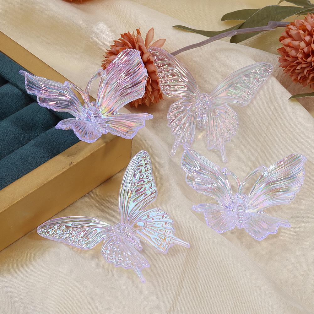 5pcs Acrylic Butterfly Gradient Color Transparent Ornament For DIY Home Festival Wedding Party Jewelry Decoration Accessories