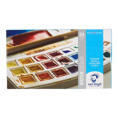 Set Acuarelă Solidă Talens Van Gogh în Cutie de Plastic Pastilă Jumătate 24 de Culori T.20HP8624