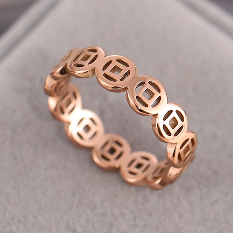 Bague en Acier Titane 18k Hypoallergénique Durable Acier Inoxydable Bande Fine Bijou Unisexe