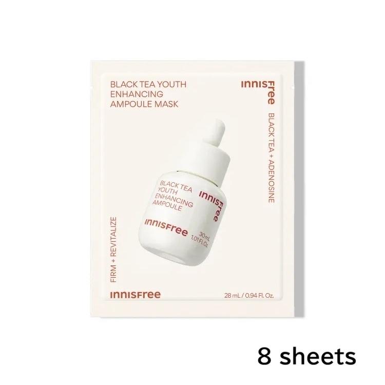

Innisfree Black Tea Youth Enhancing Ampoule Mask Anti-Aging Hydration Sheet Mask 28mL x 8 Sheets
