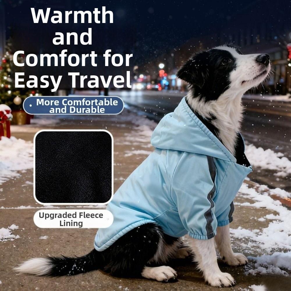 Fashion Windproof Fleece Dog Clothes Waterproof Warm Winter Pet Apparel Thicken Reflective Dog Hooded Coat for Dogs