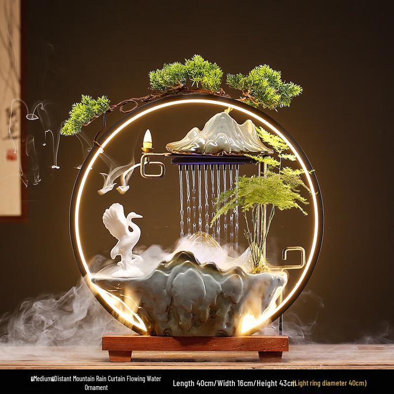 

New Chinese Style Ceramic Waterfall Fountain Humidifier