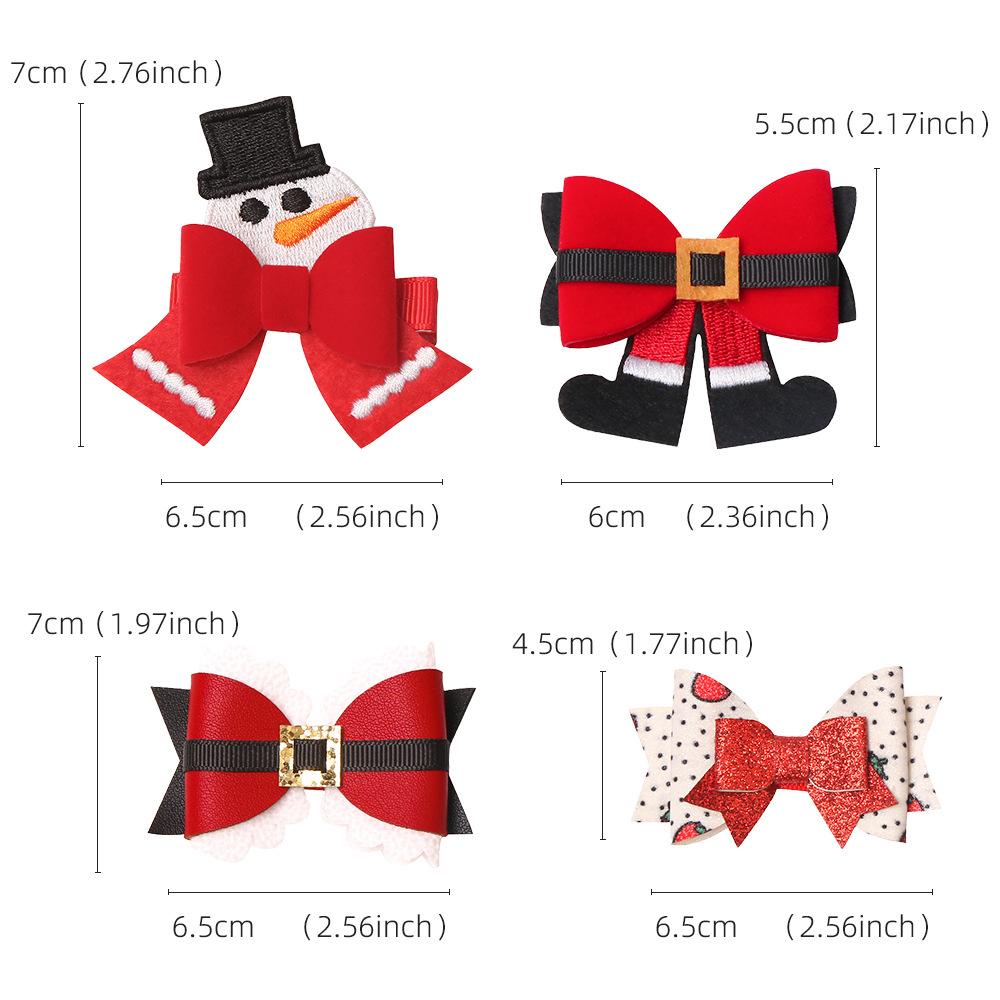 New Children's Christmas Hairpin Bow Red Santa Snowman Deer Hairpin Headwear Girls Kids Hair Accessories