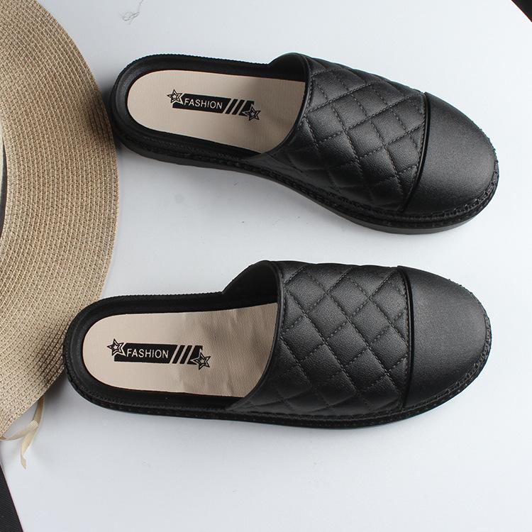 Heli Shark summer baotou half drag new solid color women's slippers fashion flat sandals casual wear women's shoes