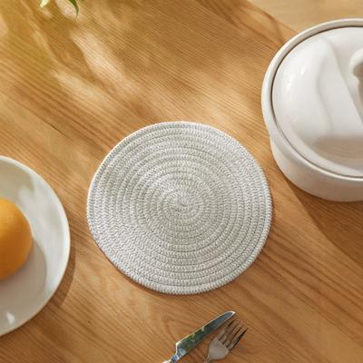 Daily Minimalist Polyester-cotton Insulated Pot Mat, Cotton Rope Clay Pot Mat, Woven Placemat, Round Dining Table Mat, Heat-insulated and Heat