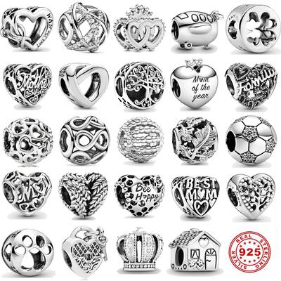 Infinity Mom Love Heart Crown Life Tree Charm Korálkový fit Originální módní přívěsky Stříbrný 925 náramek Dámské Šperky