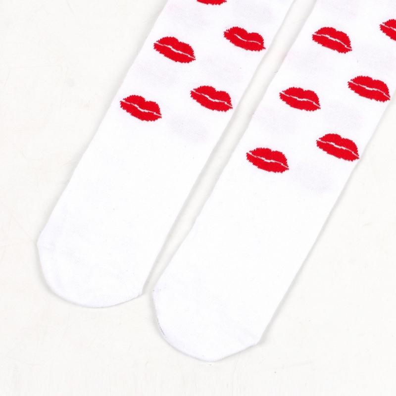 Valentines Day Over Knee Long Socks Cute Lip Heart Love Pattern Thigh High Stockings for Women Parties and Casual Wear