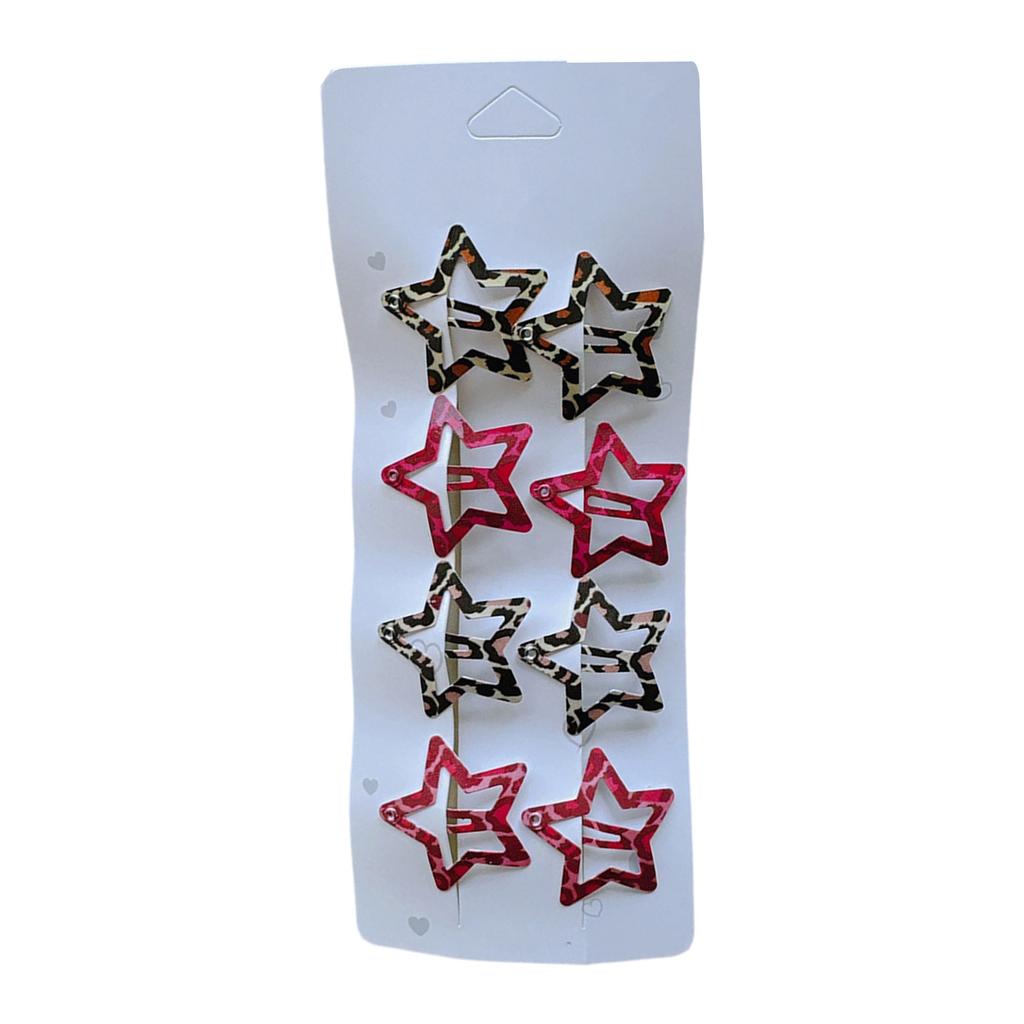 Pack of 8pcs Metal Snap Hair Clips Star Water Drop Barrettes Non Slip Leopard Print Hair Ornament For Women Girls