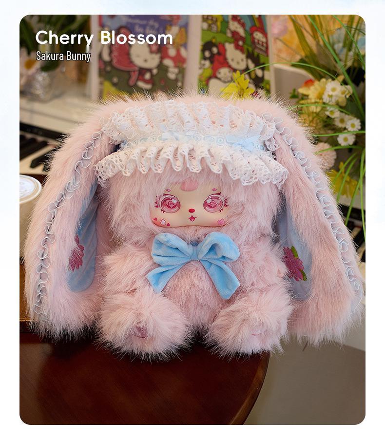 Three White Rabbit Elves 680: Hand-Painted Plush Blind Box Figure - Cute Trendy Toy Pendant