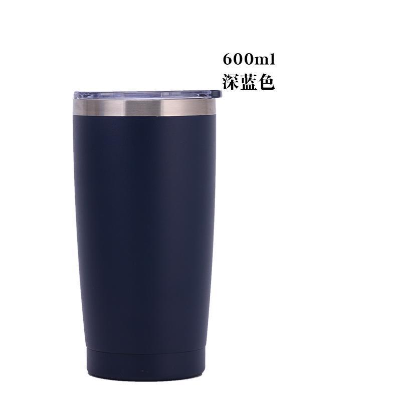 20oz Powder Coated 304 Stainless Steel Car Tumbler, Double Wall Vacuum Insulated Iced Coffee Travel Cup with Sliding Lid