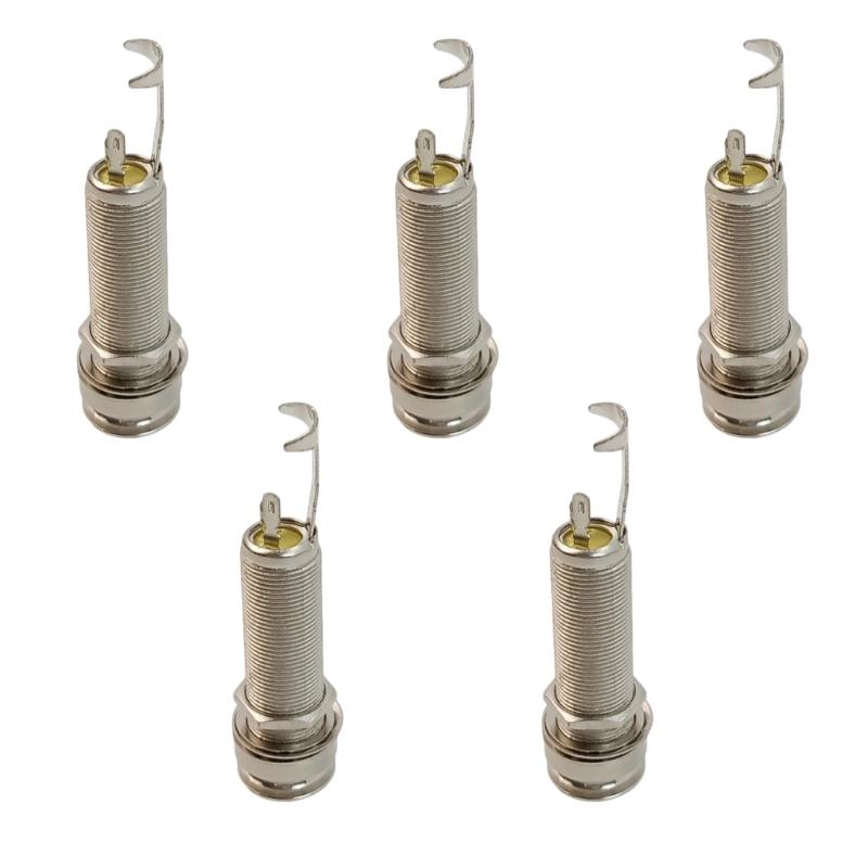 5Pcs Electric Guitar Bass 6.35mm Socket Long Threaded Socket Cylinder Input Output Plug Sockets Guitar Accessories