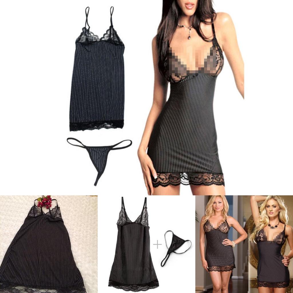 Sexy Lace Sleep Dress With Striped Design For Women And Girls