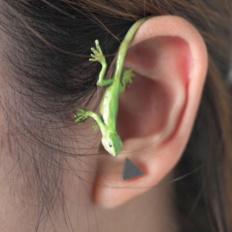 Pince à Oreille Grenouille Verte Drôle Gothique Pour Femmes Mignon Animal Manchette d'Oreille Boucles d'Oreilles Sans Trou Oreille Filles Bijoux de Fête Cadeau