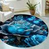 Luxusní modrý květinový a motýlí vzor Kulatý tvar Podlahové rohožky Kuchyň Chodba Běhoun Koberec Ložnice Obývací pokoj Měkký koberec Protiskluzový kusový koberec