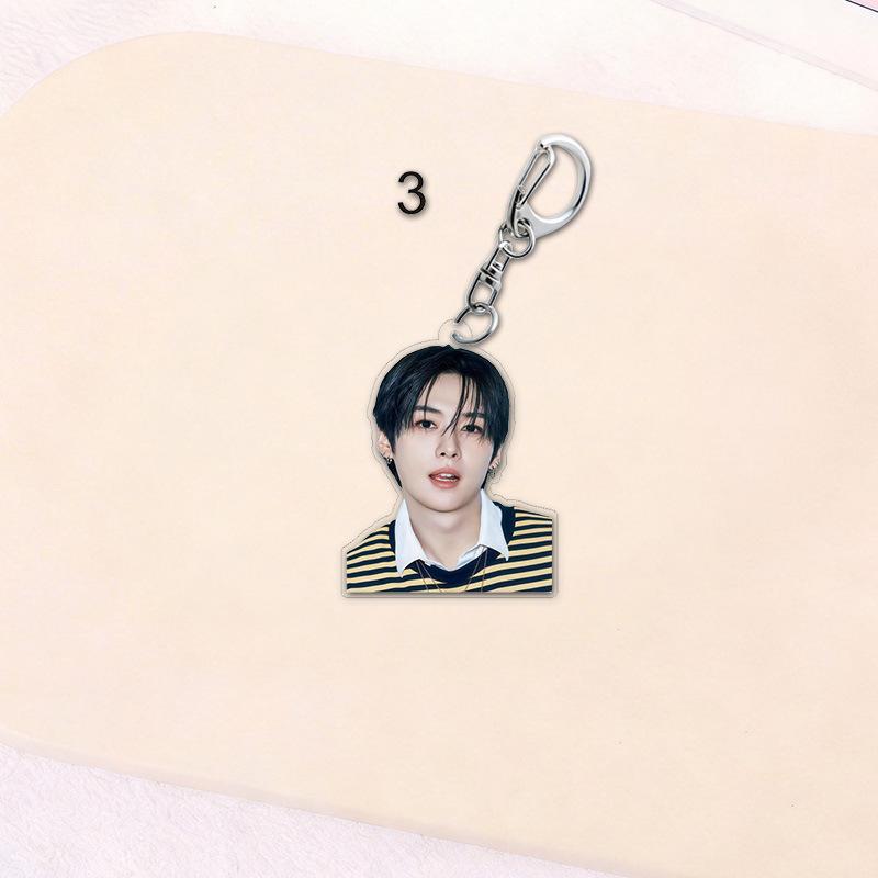 Stray Kids Member Portrait Acrylic Keychain Cute Kpop Idol Bag Pendant Kawaii Clear Key Ring Backpack Charm Fan Support Merchandise Collectible Gift