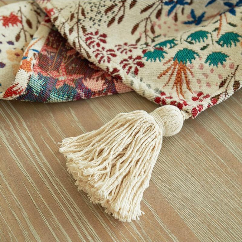 American Style Retro Jacquard Table Flag Home Living Room Dining Cabinet Flag Fabric Tea Table TV Cabinet Long Tablecloth Festival Party Decoration