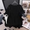 Women's Plus Size Slimming Loose Mid-Length Short-Sleeve T-Shirt (Sizes 200/300/350 Jin)