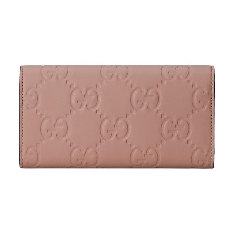 Gucci Doppel-G-Logo Druckknopfverschluss Ledergeldbörse Damen Rosa