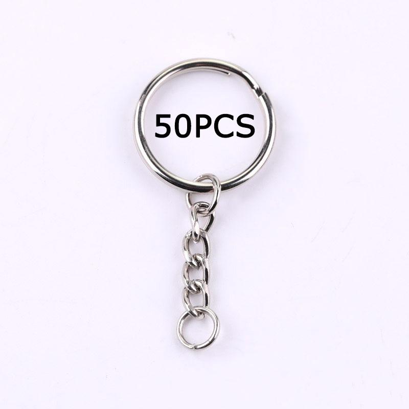 WTEMPO 100PCS Round Ring Stainless Steel Keychains Bags Keys Pendant Keychains Beads & Jewelry Making Keychains Set