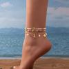3 Vacation Beach Style Alloy Shell Scallop Tassel Ankle Chains, Multi-layer Layered Summer Bead Women's Ankle Chains