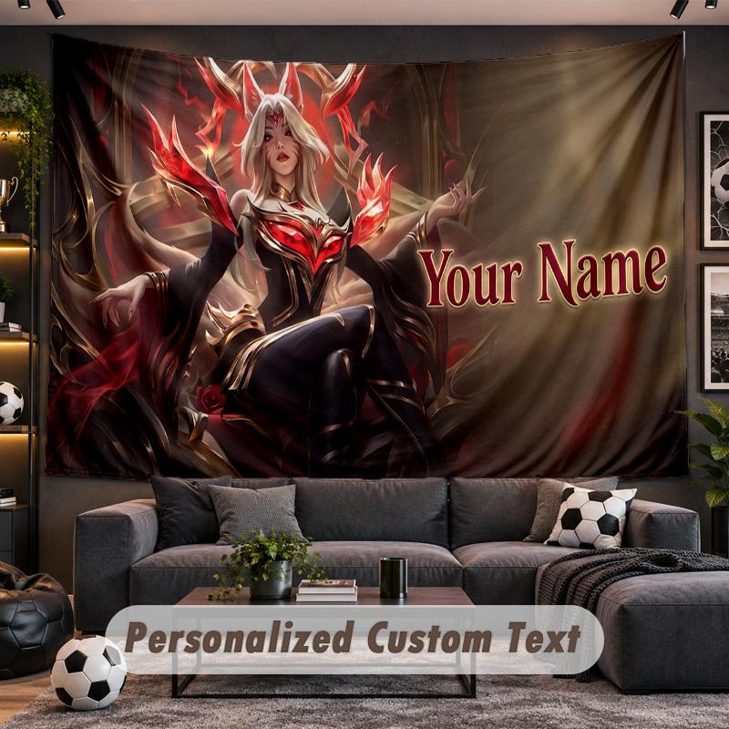 League of Legends Personalized Tapestry Support Custom Name, Wall Art Home Decoration