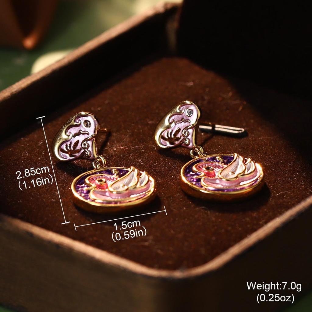 2024 Pearl Heart Flower Oil Painting Enamel Stud Earrings - Advanced Design Jewelry