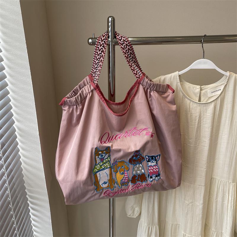 Stylish Large Capacity Embroidered Tote Bag for Women - Versatile, High-End Feel, Perfect for Casual Outings and Single Shoulder Wear.