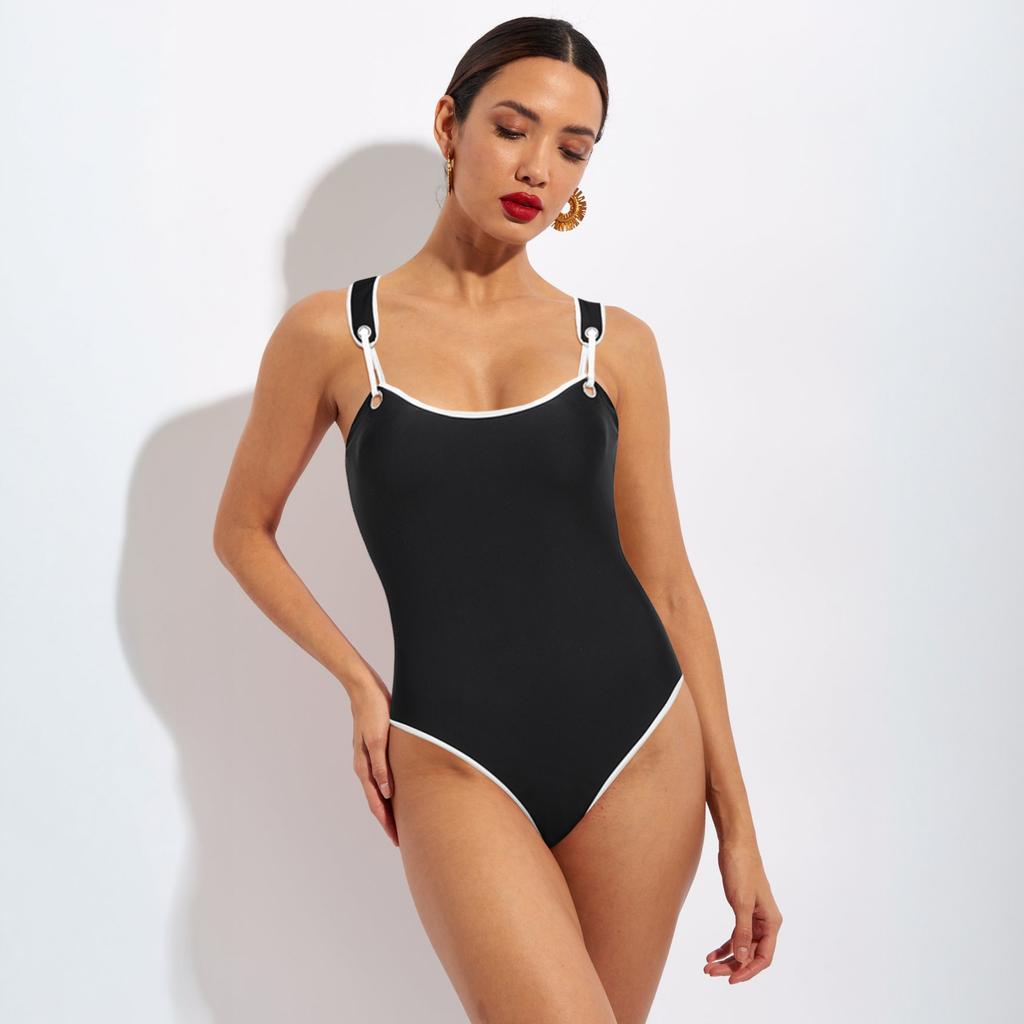 1011 European and American swimwear new black high-end one-piece swimsuit female explosion