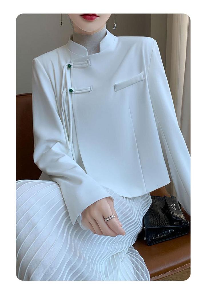 2024 Early Spring Chinese Style Silk Satin Petite Suit Jacket