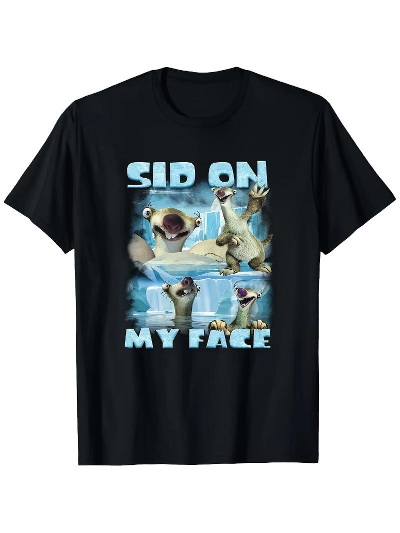 Unisexs and Womens black cartoon sloth expression funny Tshirt comfortable casual top humorous print S