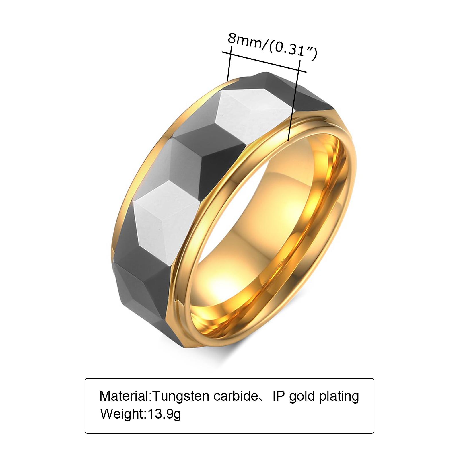 

Tungsten Carbide Rings,Multi-Faceted Prism Ring for Men Wedding Band 8MM Comfort Fit 12