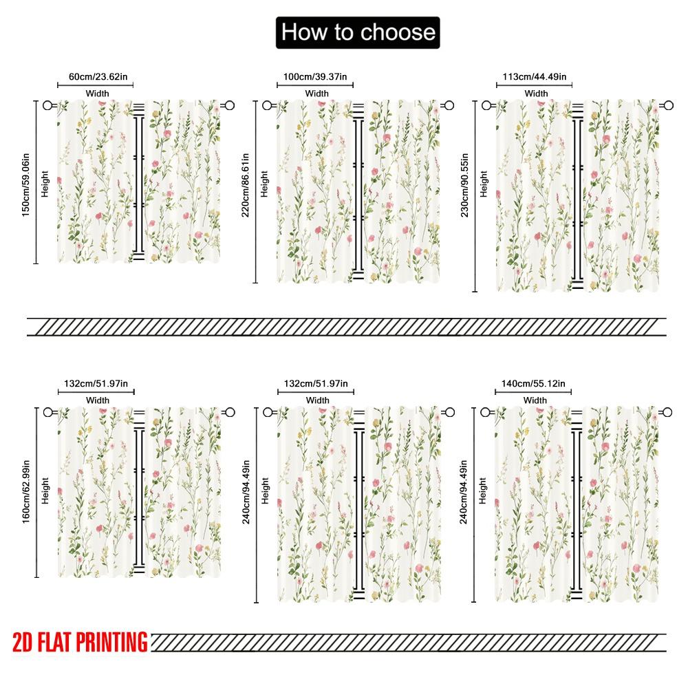 2pcs,2D Plane Printing Popular Curtains Floral Harmony(1) Versatile Polyester (without Rod) Festive Perfect for Bedroom Living