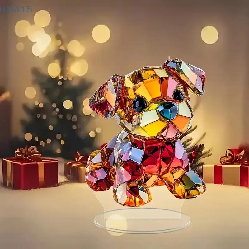 1PC 21*16.9cm Acrylic 2D Colorful Dog Statue Art Craft Desktop Ornaments Christmas Valentine's Day Gifts Home Decoraction Gifts