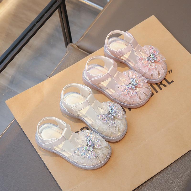 New Summer Girls Closed-Toe Princess Sandals, Soft Sole Fashion Anti-slip Versatile Casual Sandals for Little & Middle Kids