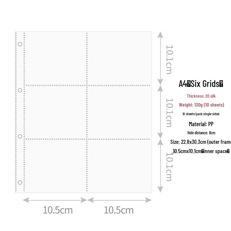 Retro Amerikanisches A4 Neun-Taschen Kartenalbum mit holografischem Design für Postkarten und Fotos