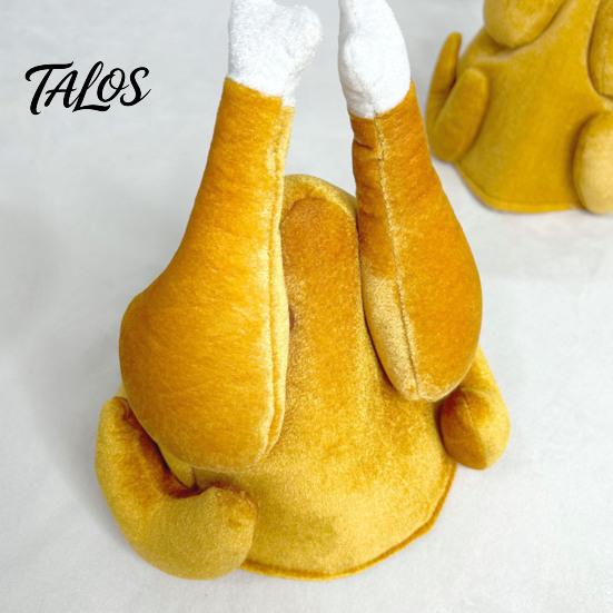 Thanksgiving Costume Accessory Plush Turkey Hat, Funny Trot Dancing Hat Novelty Headpiece for Women Men Holiday Celebration Chicken Leg