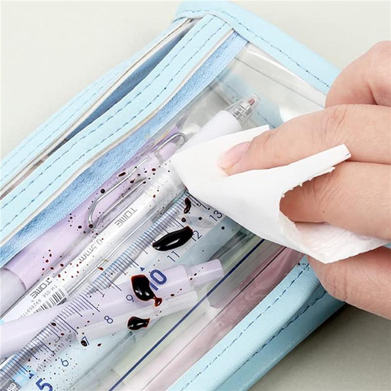 Transparent Double Tier Pencil Case Large Capacity Pen Bag School Study Stationery Office Supplies