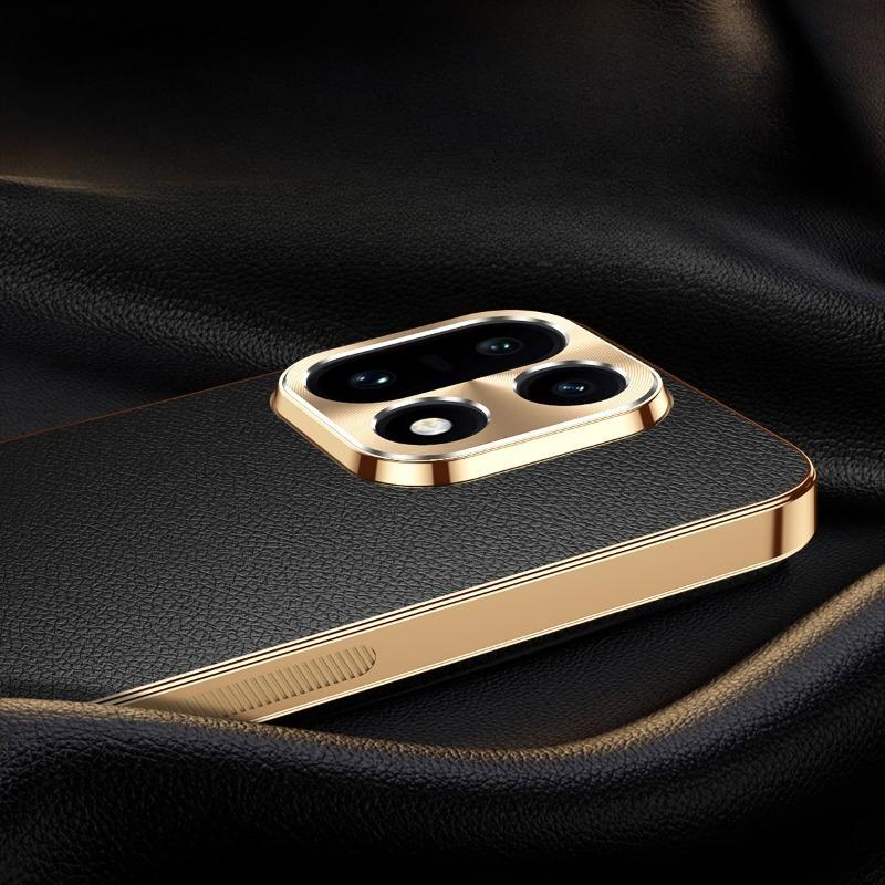 PU Kůže Pokovování Nárazuvzdorný Kryt na Telefon Pro OnePlus 15 Textura Vzor Liči TPU Měkký Rám Pouzdro Pro OnePlus 15 1+15 Skořepina