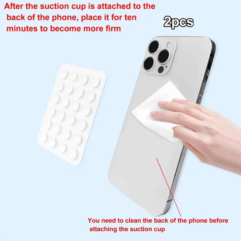 3pcs Silicone Suction Cup Phone Holders, Square Single-Sided 24pcs Mobile Stand