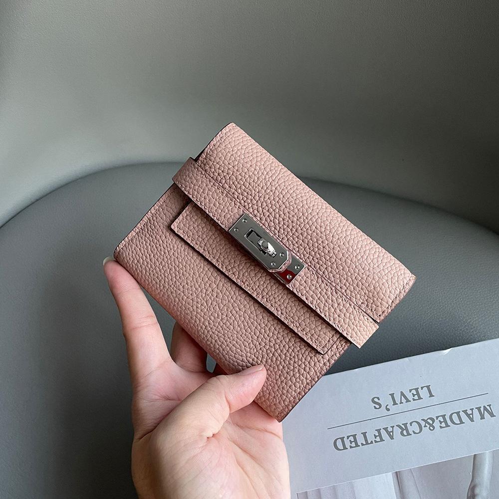 Prabangios moteriškos piniginės iš natūralios odos, pirmas karvės odos sluoksnis, trumpa piniginė, firminis stilius, sidabro spalvos užsegimas, piniginė, piniginė be logotipo