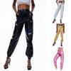 Dames Metallic Glanzende Joggingbroek Casual Hoge Taille Harembroek Holografische Kleur Hip Hop Broek Streetwear