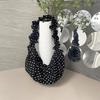 Women Cloud Hobo Bag Large Capacity Polka Dot Fashion Shoulder Bag All Matched Pleated Dumpling Bag for Party Vacation