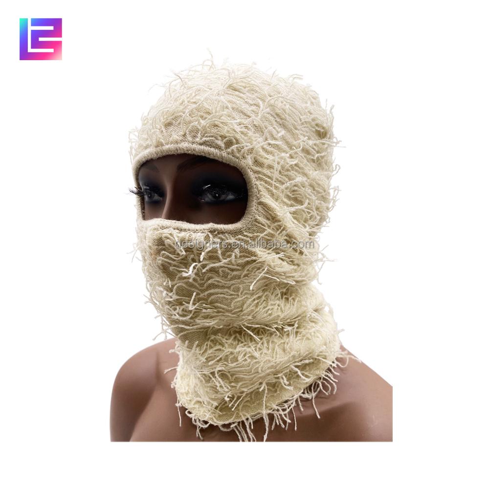 Gestrickte Sturmhaube Gesichtsstrick Ganzgesichtsmaske Abdeckung Ein Loch Designer Grasig Used Flauschig Sturmhaube Skimaske