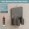 304 Stainless Steel Mop Holder Wall Mounted Adhesive Multi-Purpose Hooks Household Storage Organizer Rack Broom Hanger Stick