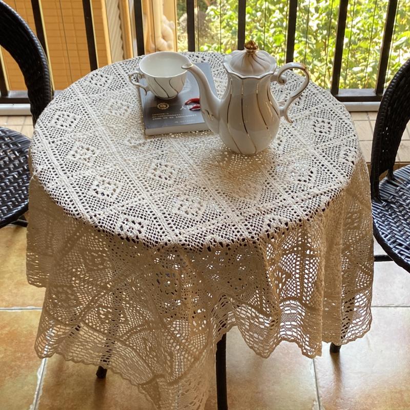 Europäische grüne Hohltischdecken Retro-Stil gestrickte Häkelspitze Schreibtischunterlage Haushalt verschleißfest rutschfest runde Tischunterlage