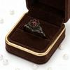 New Elegant Black Flower Shape Zircon Ring for Women Wedding Engagement Jewelry Accessory Sizes 5-11