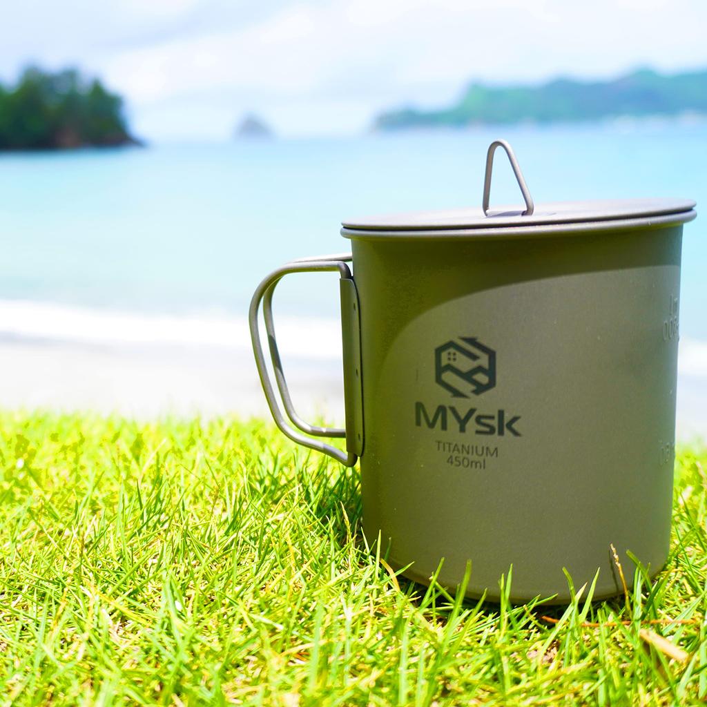 MYsk Single Wall Titanium Mug with Lid 450ml MT-SWM450WL