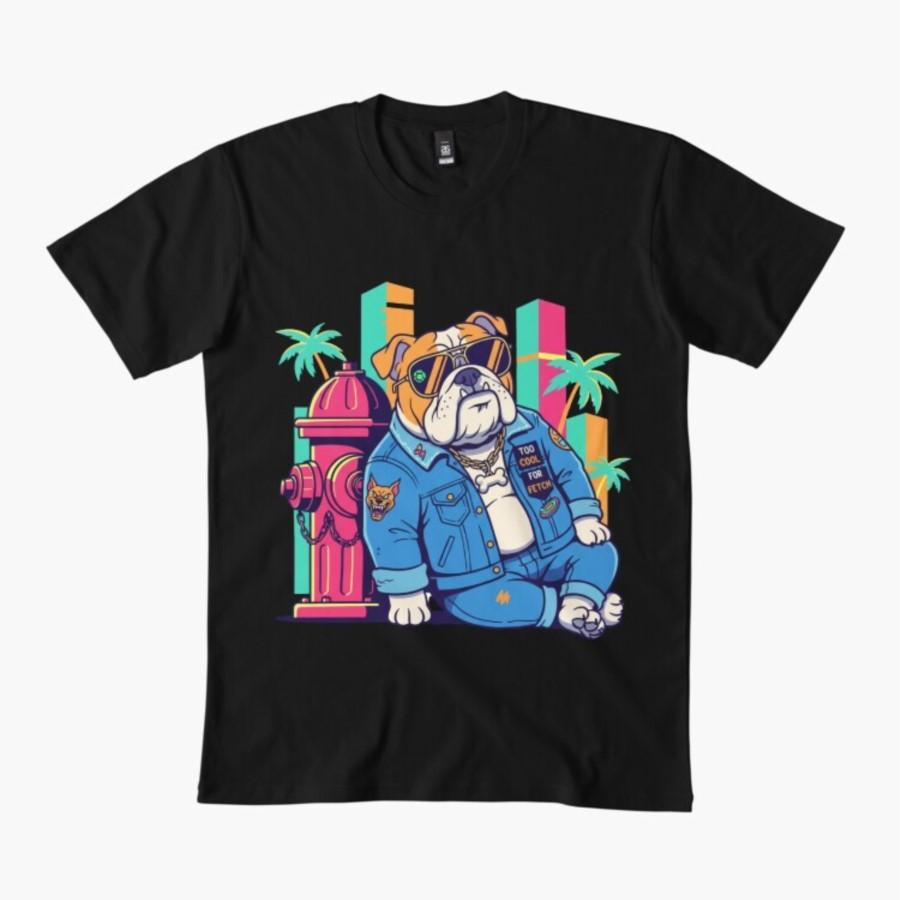 Zu cool für Apportieren – Lustiges Bulldoggen-T-Shirt für Männer Frauen 100% Baumwoll-T-Shirts Kurzarm-Tops 1112-5